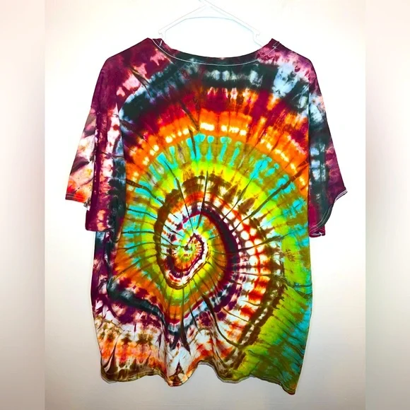 Custom Made Ice Dye Tie-Dye T-Shirt Crew Neck Size 3X Unisex Fall Colors Hippie - Picture 6 of 6